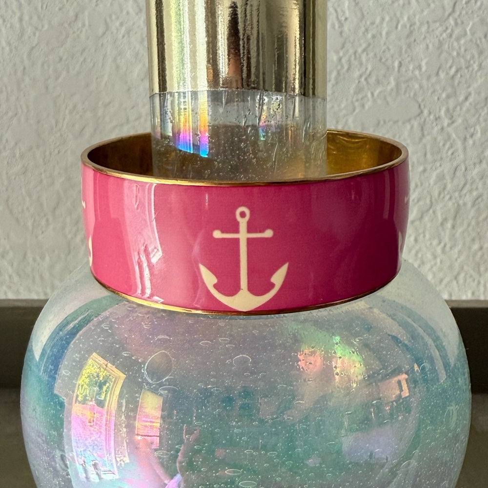 J. Crew Pink Anchor Vintage Wide Bangle Bracelet